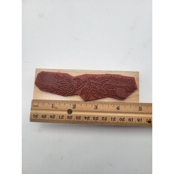 Great Impressions C210 Wood Mounted Rubber Stamp Pinecone Holly Branch Holiday - Picture 7 of 8